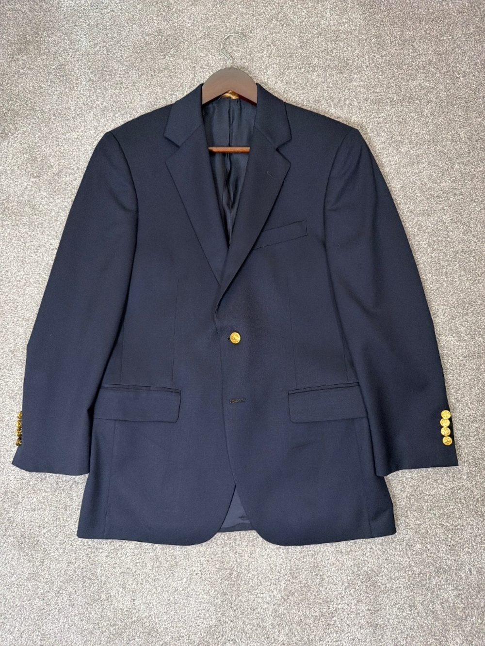 Brooks Brothers Madison Fit Wool Navy Blazer Gold Buttons 36S EUC